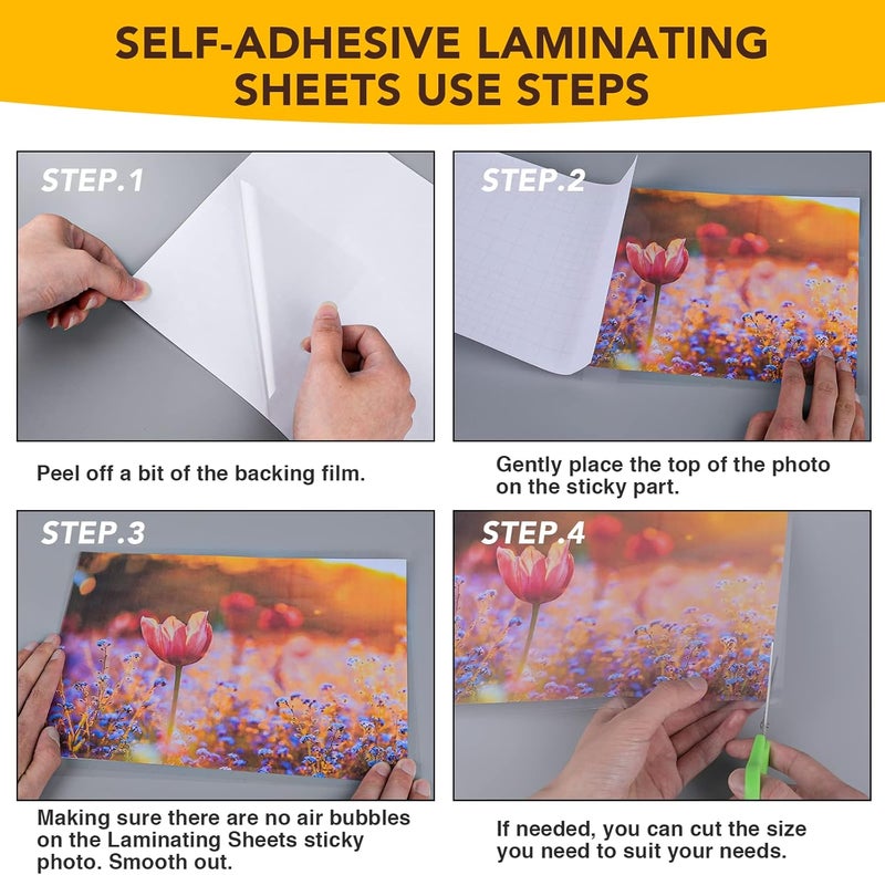 RowinsyDD 180 PCS Self-Adhesive Laminating Sheets, 9 x 12 Inches Self Adhesive Contact Paper, No Heat No Machine Needed Self Sealing Laminate Sheets - Image 3